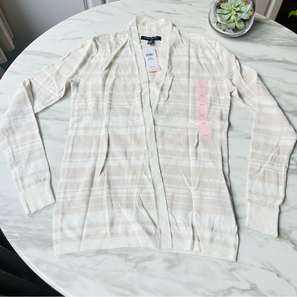 Banana Republic Striped Cream Cardigan 100% Cotton NWT